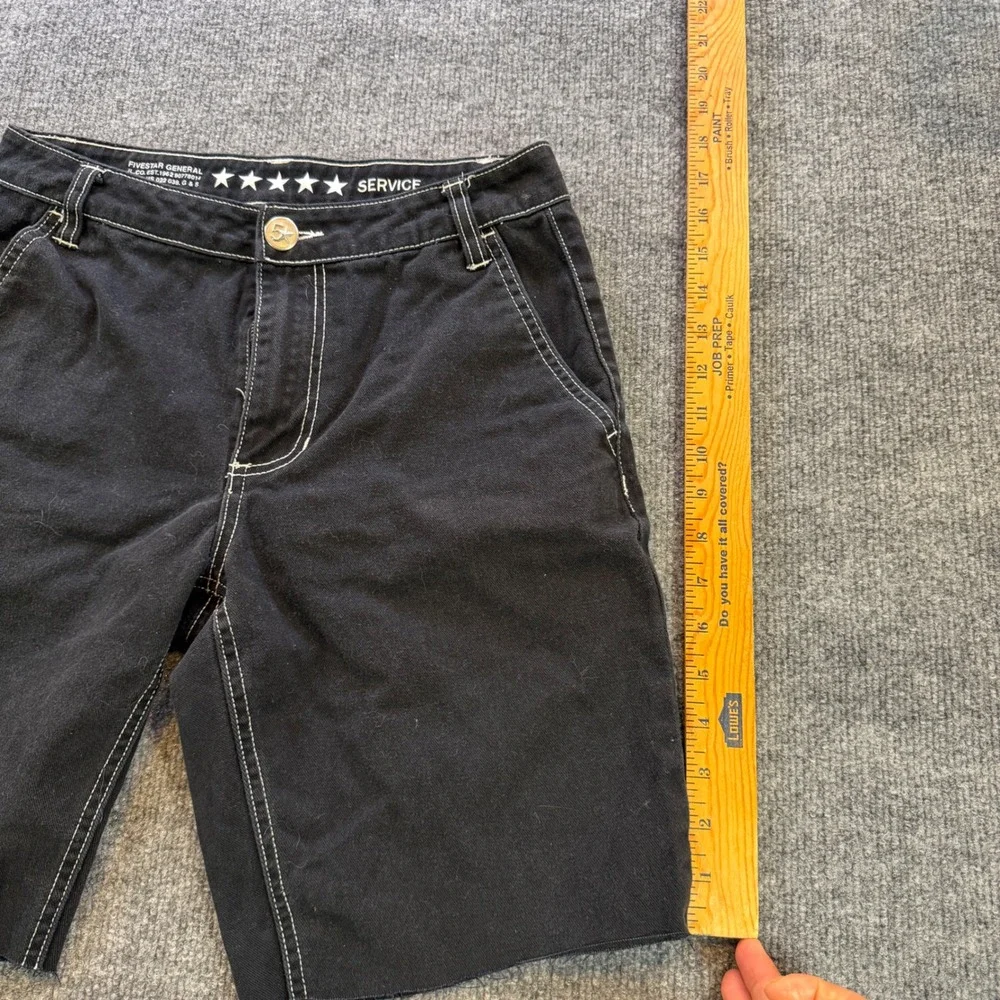 Five Star General Jerry Leigh Mens Black Denim Shorts Contrast Stitch Raw Hem 30